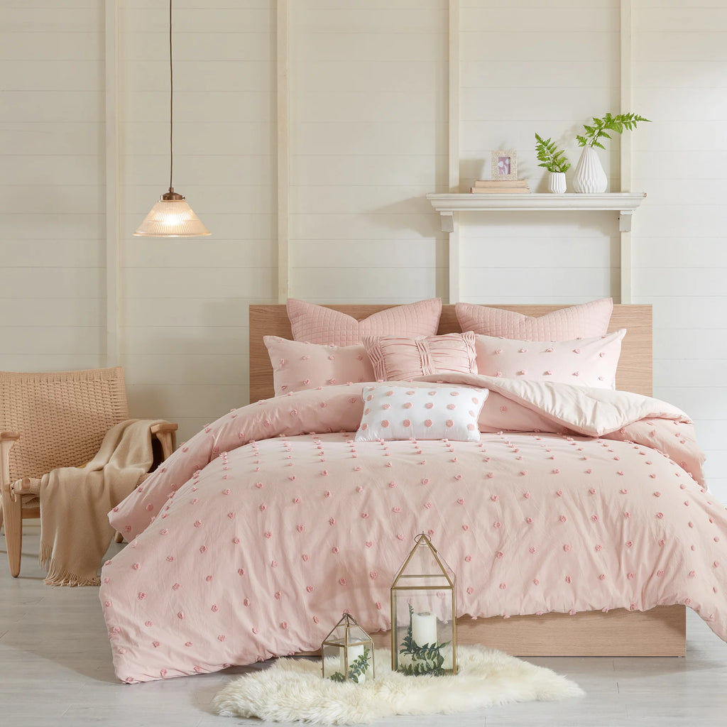 Cotton Jacquard Pink 5-Piece Comforter Set B3626
