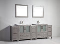96 in. Grey Double Sink Ceramic Vanity Cabinet with Mirror A83637