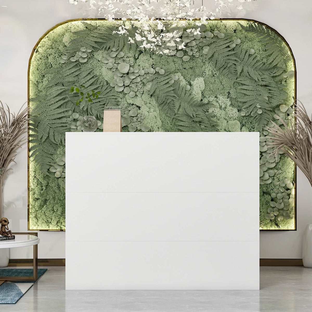 L-Shaped Reception Desk with Shelves and Drawers White F93983