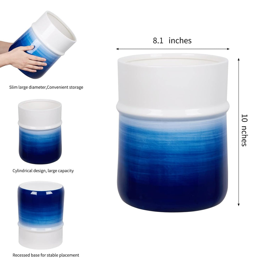 Round Small Navy Blue Trash Can Y891826