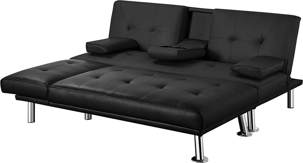 Black Faux Leather Sectional Sofa with Chaise Lounge U266114