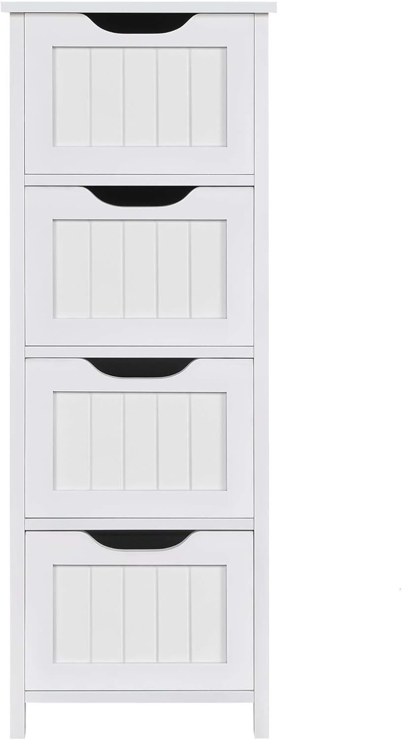 Gray Wood Bathroom Floor Cabinet with 4 Drawers E9303