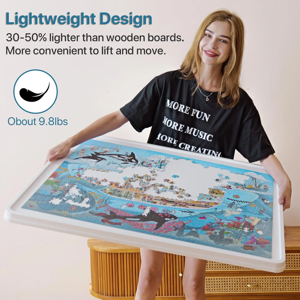 1500 Piece Wooden Puzzle Board with Folding Legs and 4 Drawers J279