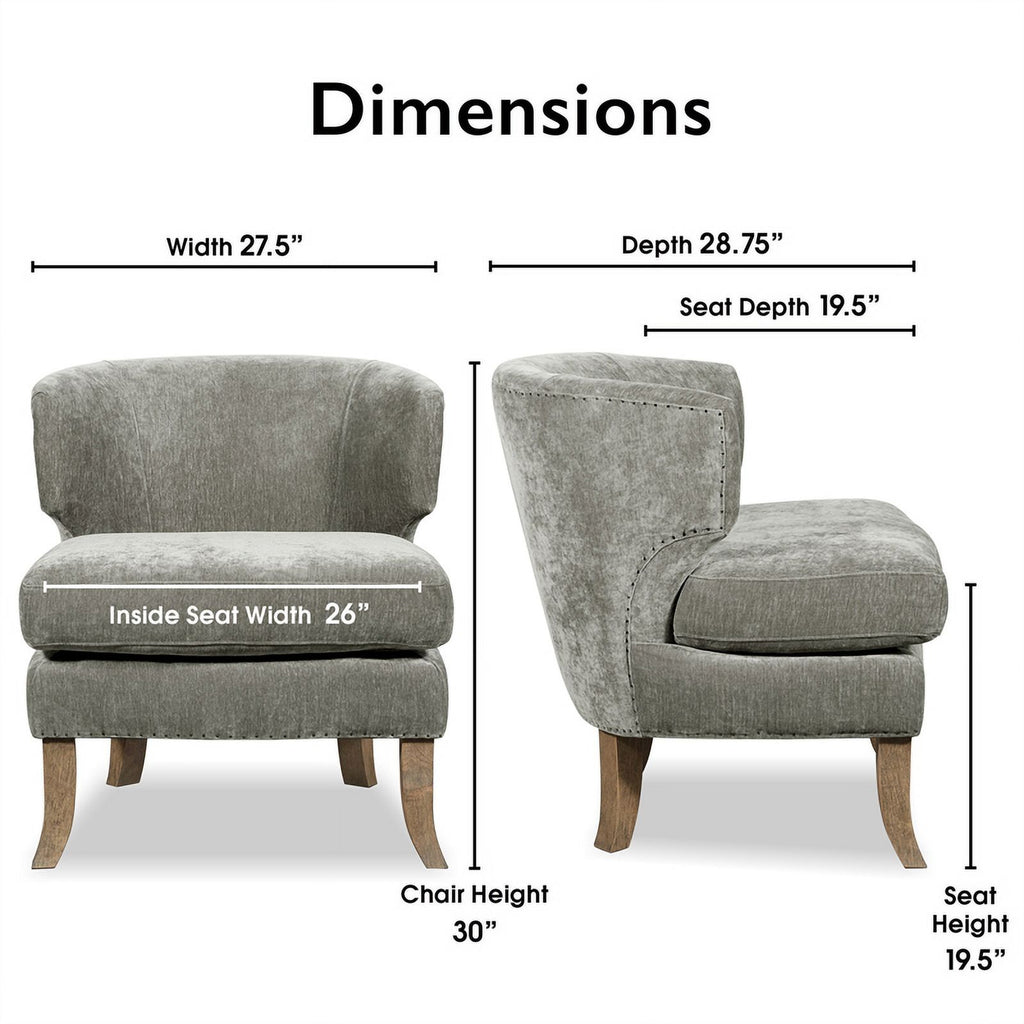 Smoke Gray Crushed Velvet Wingback Chair E6781