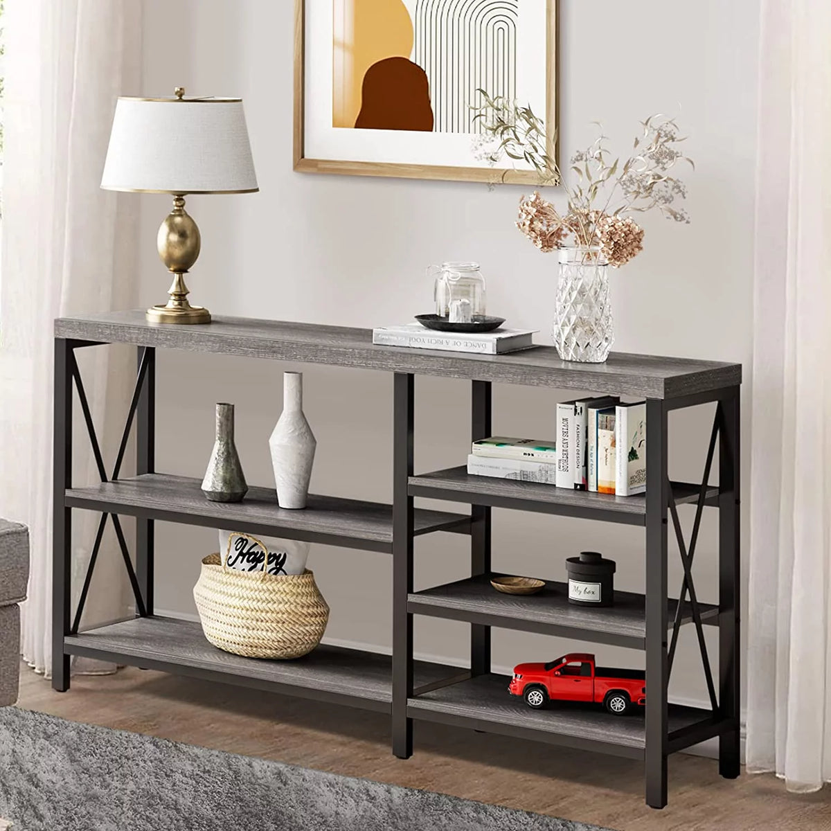 40"L Gray Wash Storage Console Table A630
