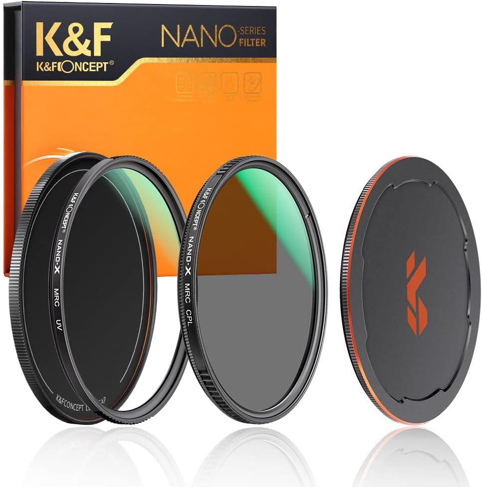 82mm Circular Polarizers Filter & MC UV Protection Filter Kit (2 pcs) with Lens Cap, 28 Multi-Layer Coatings Z6497