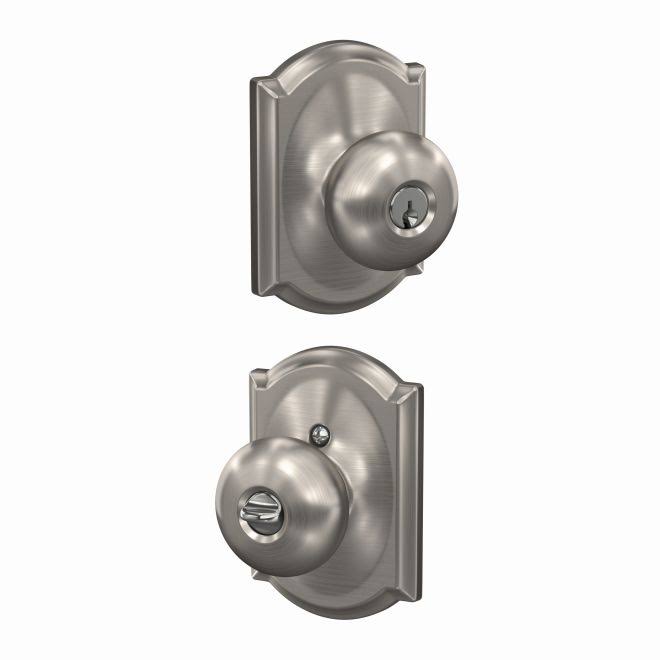 Satin Nickel Keyed Entry Lock with Knob and Trim H7765