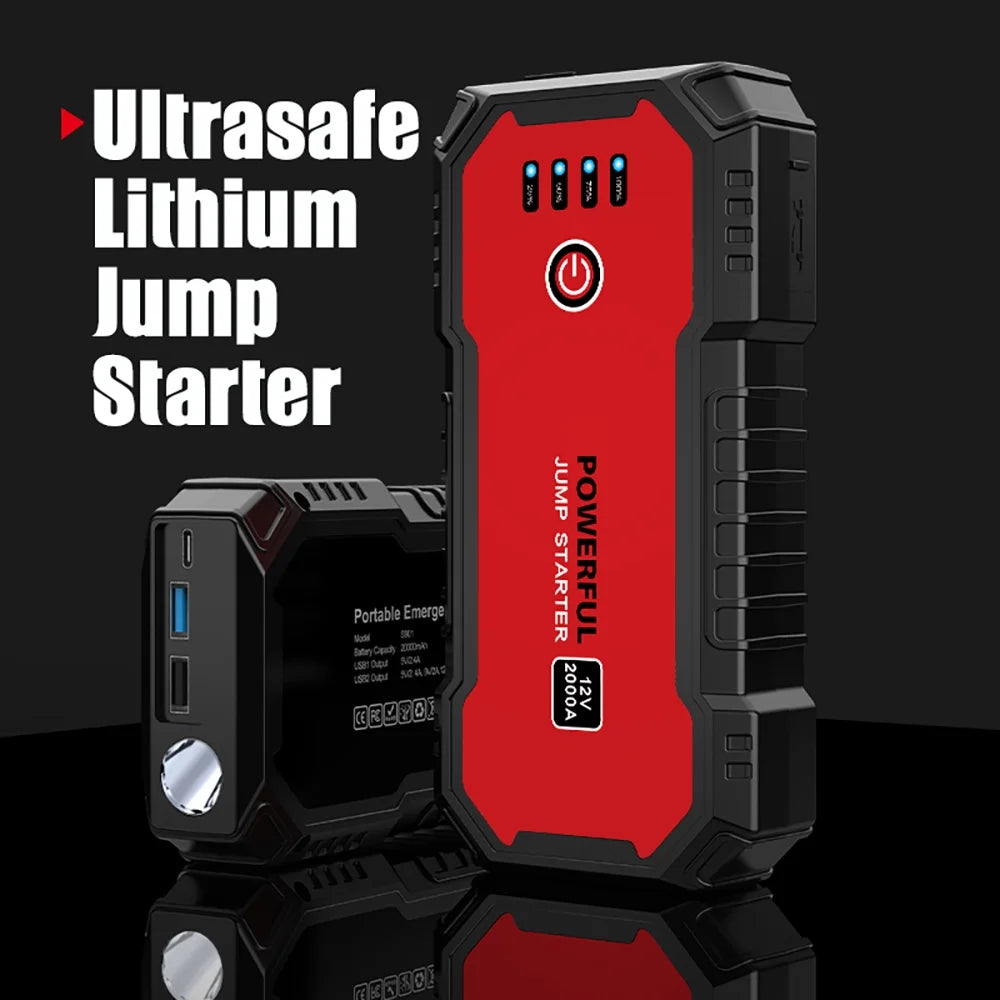 Car Jump Starter 12V 20000mAh with USB Quick Charge 3.0 and Smart Clip L20969