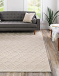 Vanilla Bean Ivory 10' Square Hand Made Geometric Modern Flatweave Rug W3906