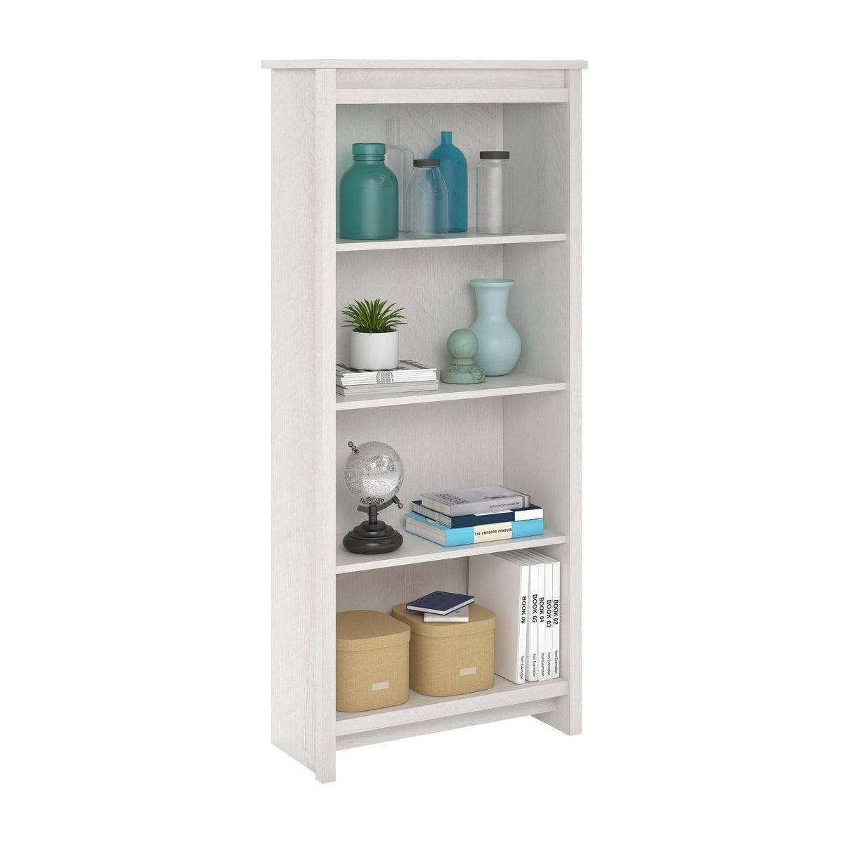 Ivory Oak 4 Shelf Bookcase J7233