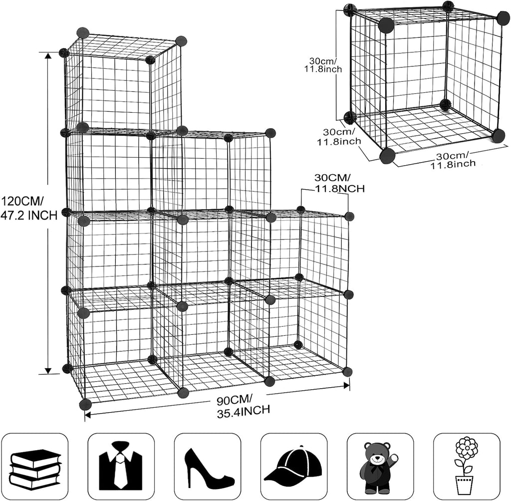16-Cube Modular Wire Cube Storage Organizer, Black N356659