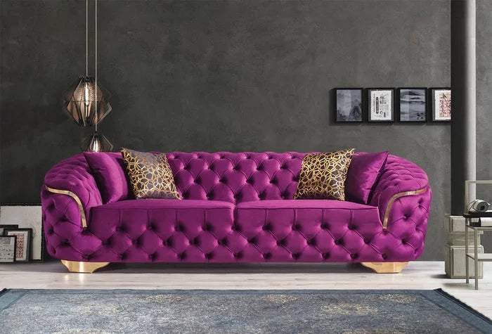 Purple Velvet Sofa & Loveseat Q7356
