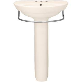 White Pedestal Sink Top and Leg with 4-Inch Center Faucet Spacing E244071