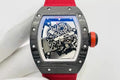 Skeleton Dial Black Bezel Red Canvas Strap D6370