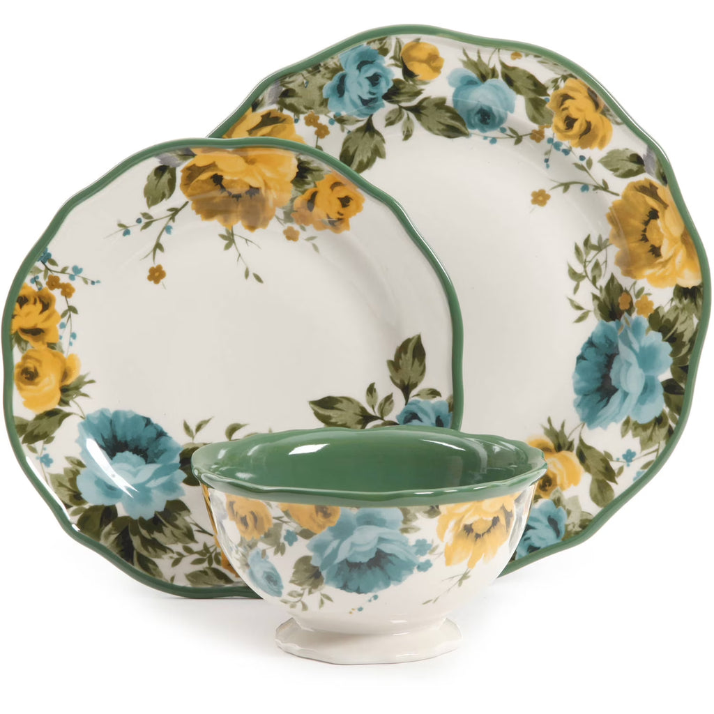 Green Ceramic 12-Piece Dinnerware Set C617220