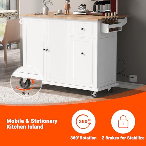Kitchen Cart with Wood Top, 4 Drawers, Open Shelves and Door P5081