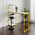 Gold Steel Tube Frame Bar and Wine Table with Faux Marble Melamine Table Top Z27025