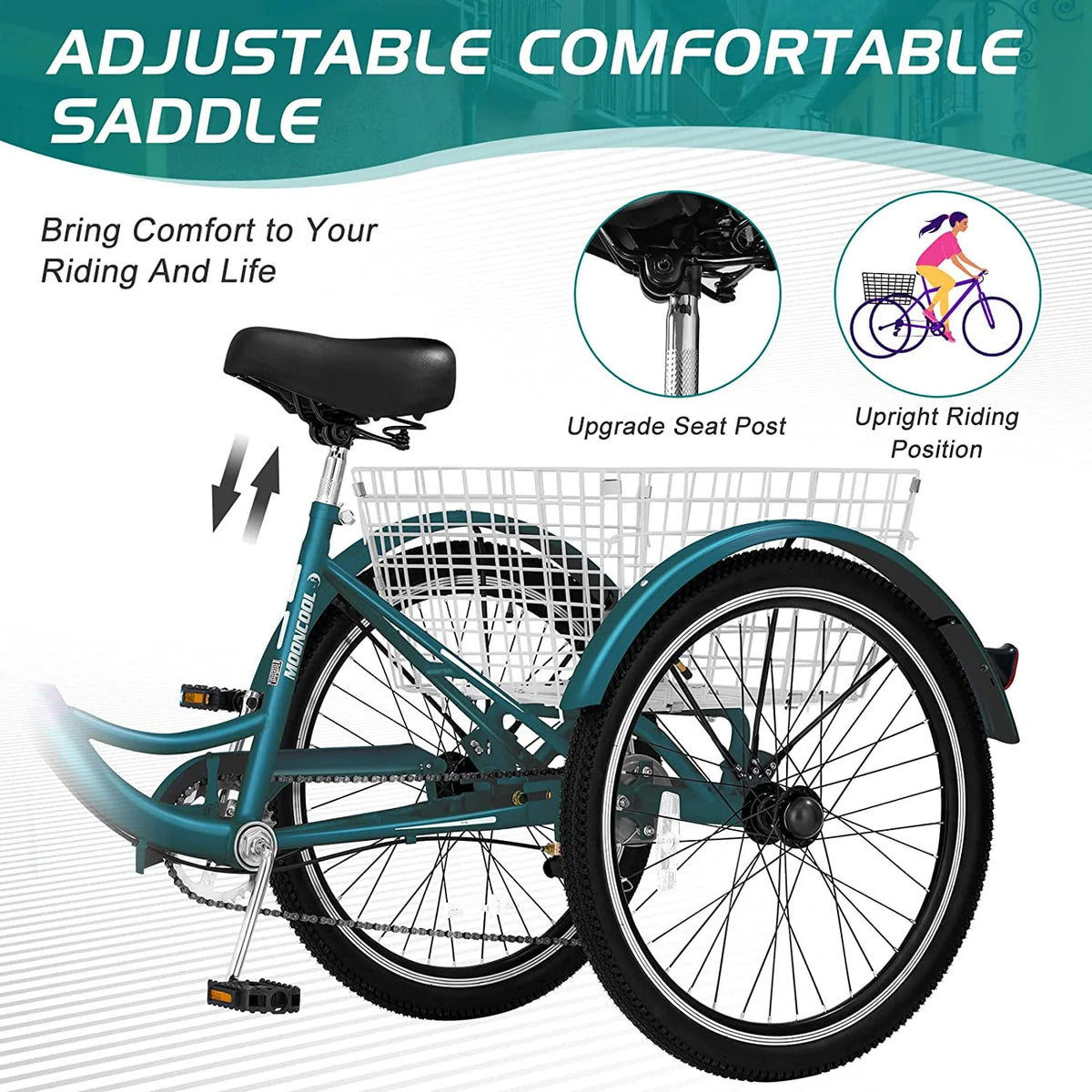 20/24/26 inch 7 Speed Adult Tricycles with Big Basket Q8959