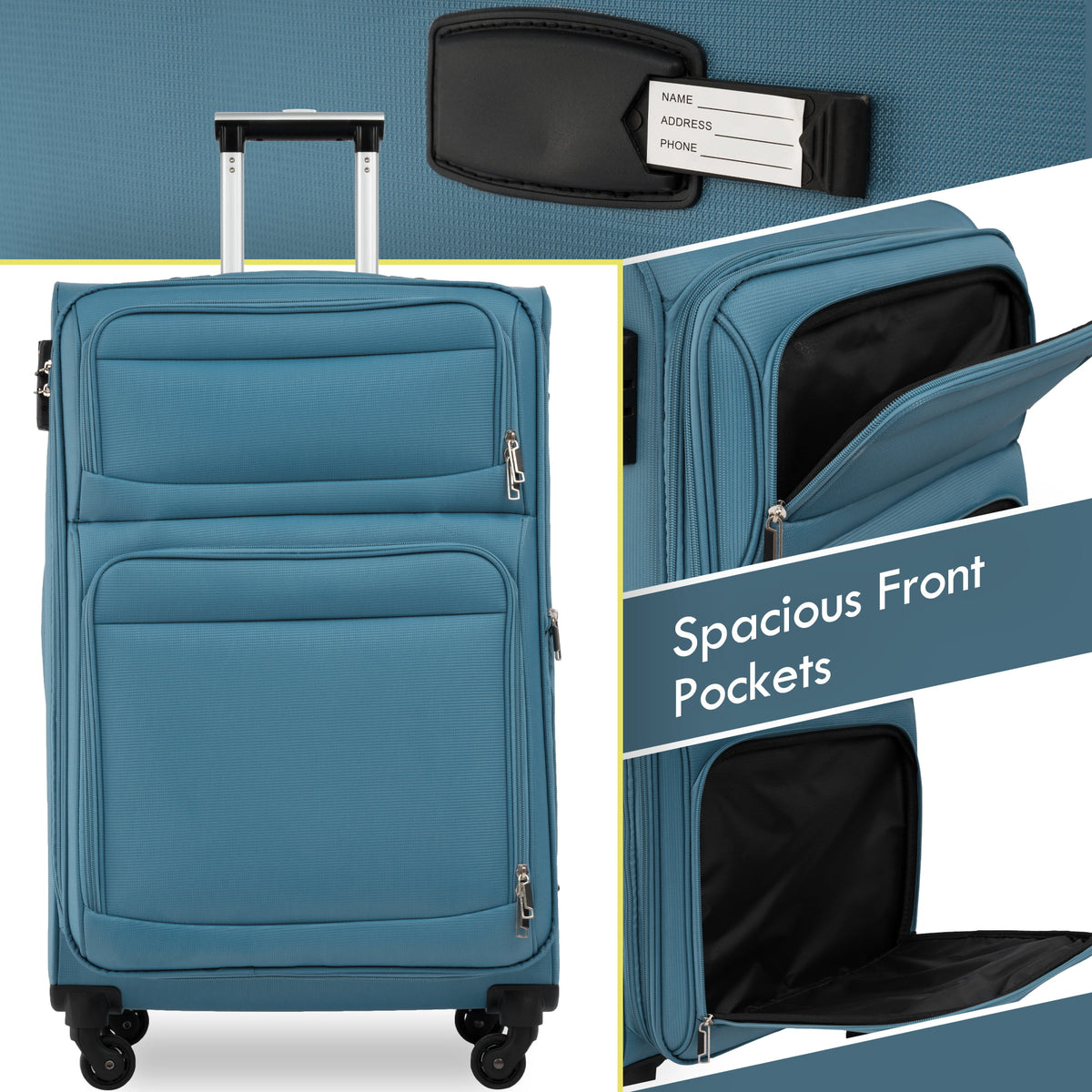 3 PCS Lightweight Expandable Softside Luggage Set with Spinner Wheel and TSA Lock B9922