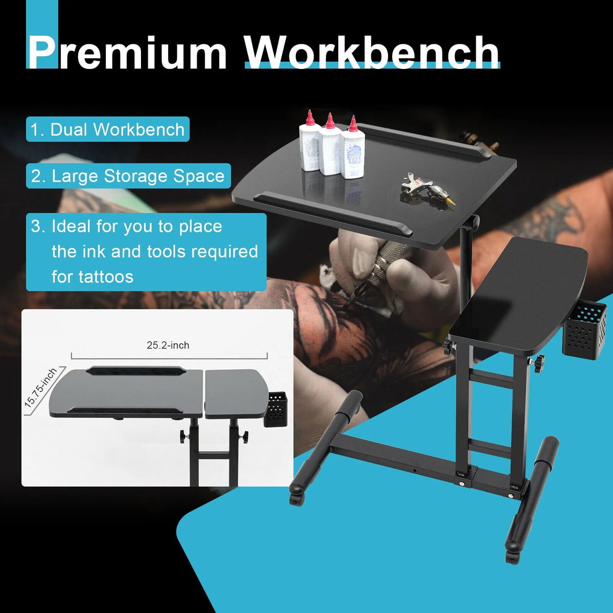 Portable Adjustable Rolling Tattoo Workstation L946712