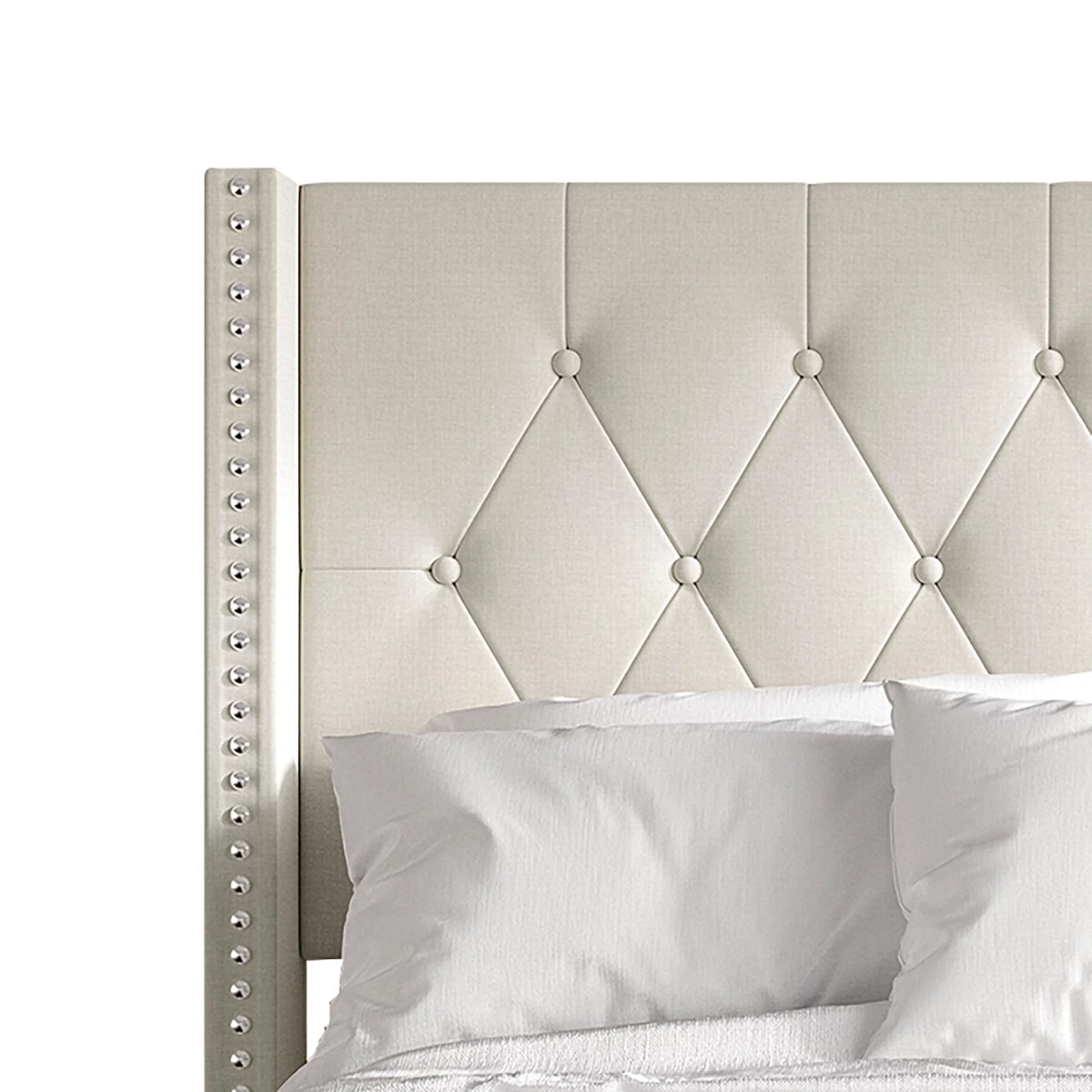 Blue Linen Upholstered Wingback Bed P125696