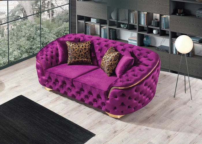Purple Velvet Sofa & Loveseat Q7356