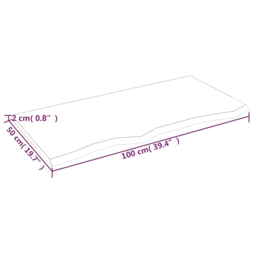 Solid Oak Wood Bathroom Countertop Light Brown Handmade Live Edge Vanity Top with Varnish Finish 15.7"x11.8"x(0.8"-1.6") W23025