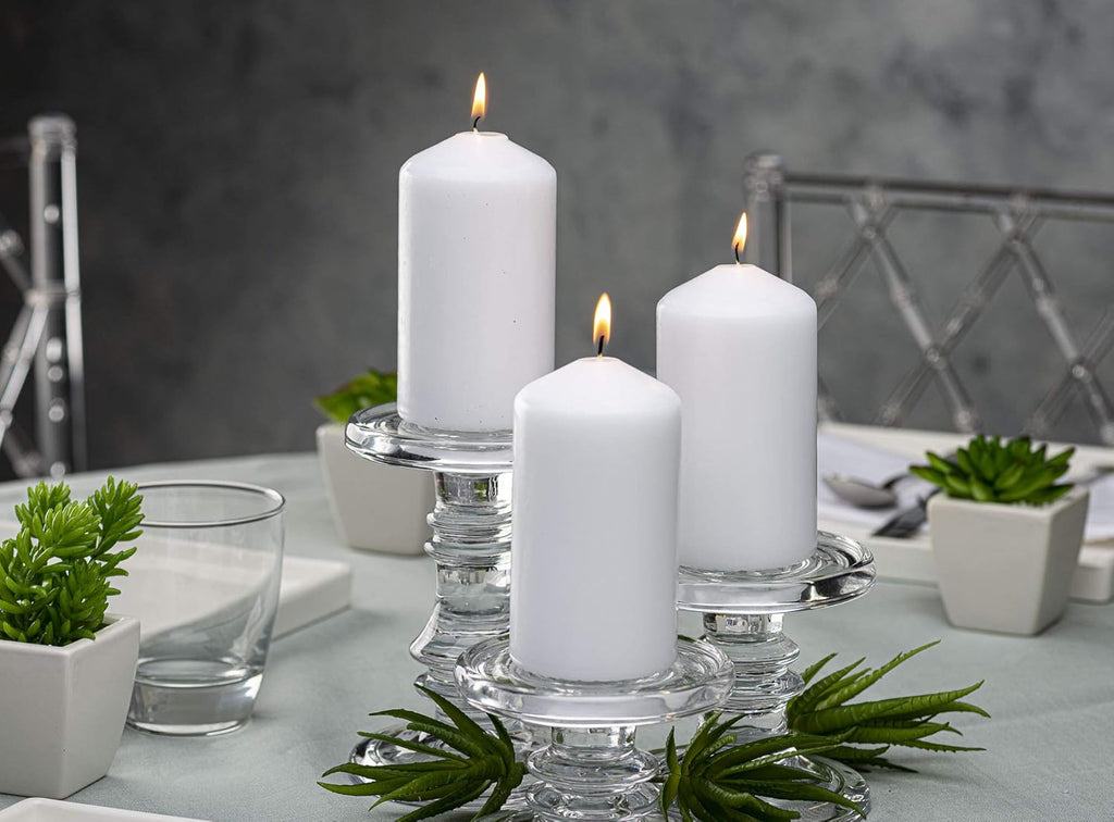 White Pillar Candles Set of 20 Unscented Dripless C185653