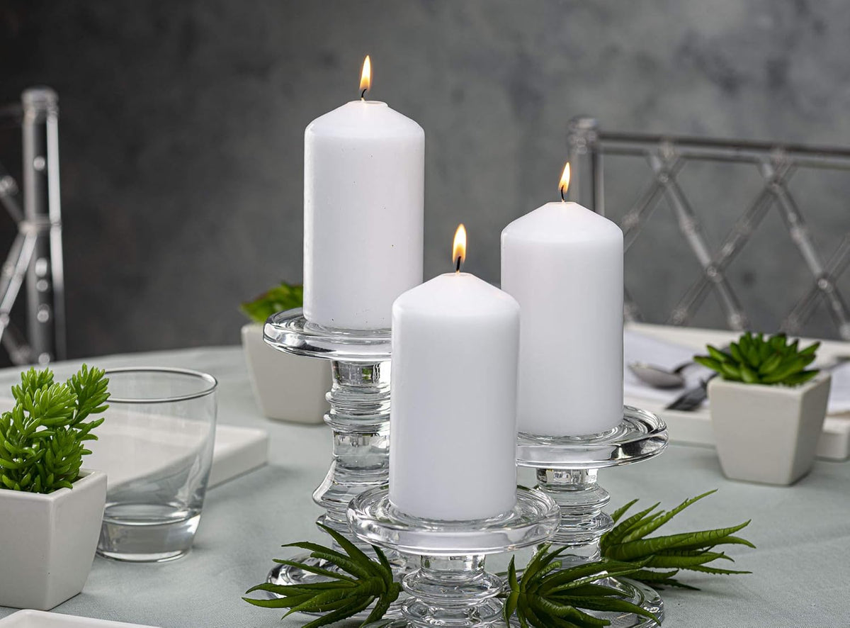 White Pillar Candles Set of 20 Unscented Dripless C185653