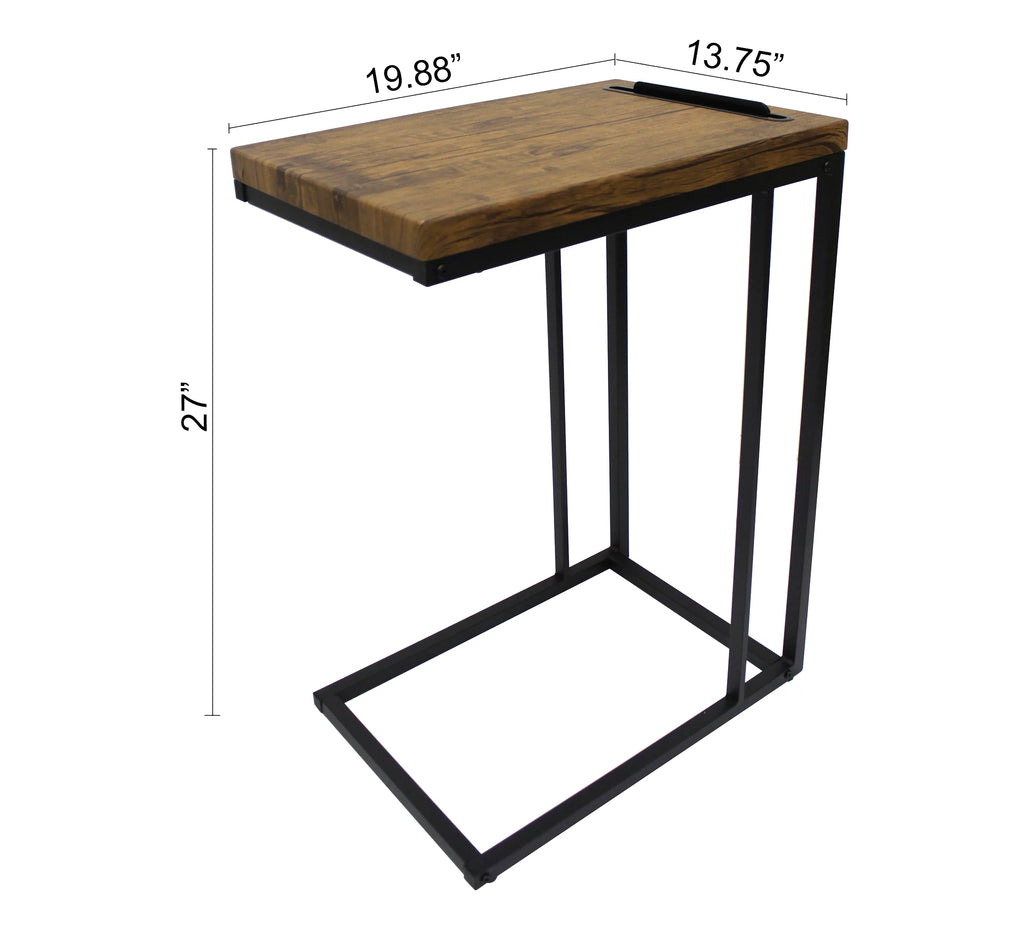 C Shaped Side Table with Coffee Top, 27 Inches B535392