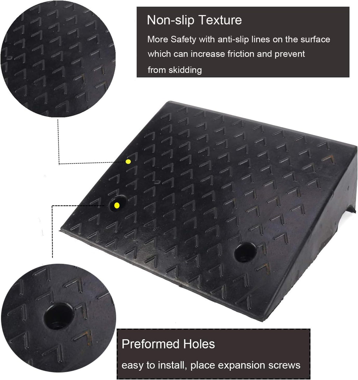 5.9'' Rise Rubber Curb Ramp 10 Tons Car Slope Ramp 5.9 x 15.7 x 18.7in B931