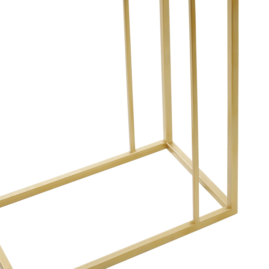 18" x 25" Gold Metal Accent Table with Clear Glass Top F402620