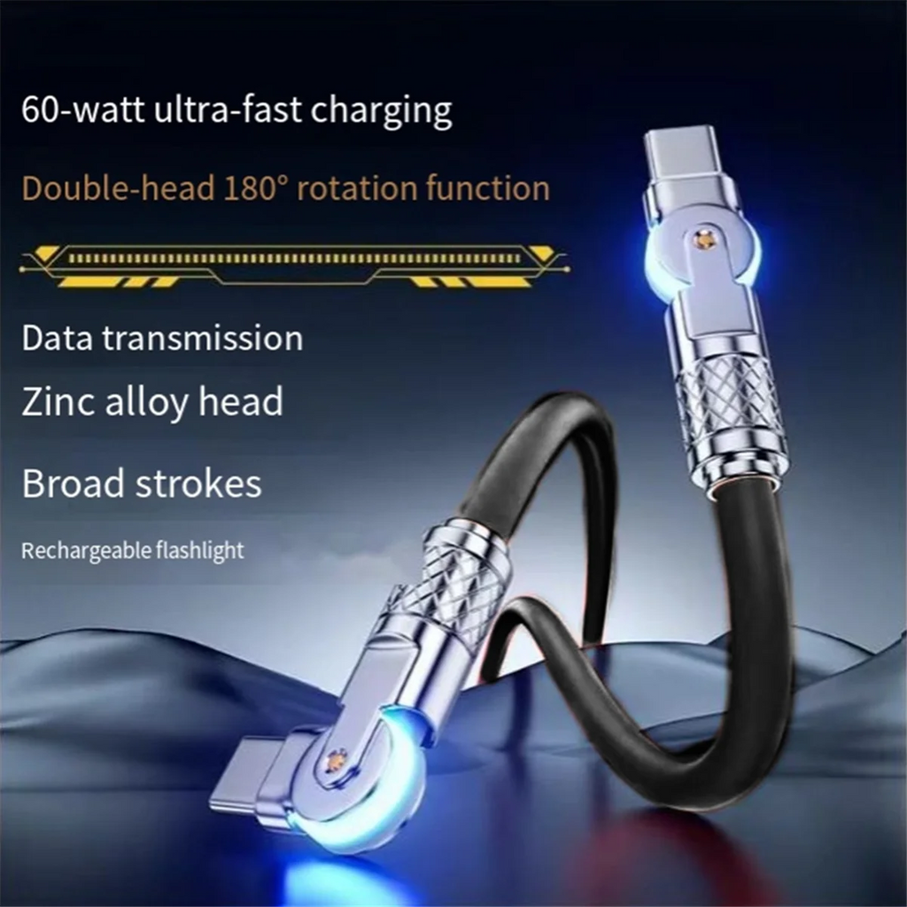Type-C to Type-C 180° Swivel Double Elbow Data Cable 2m U412771
