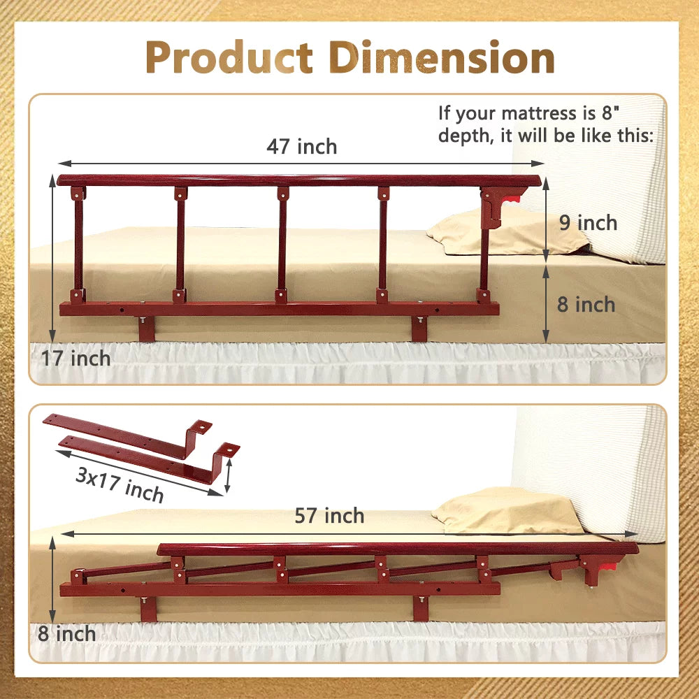 Bed Railing Safety Rails with Bedside Cane Assist Handle X556