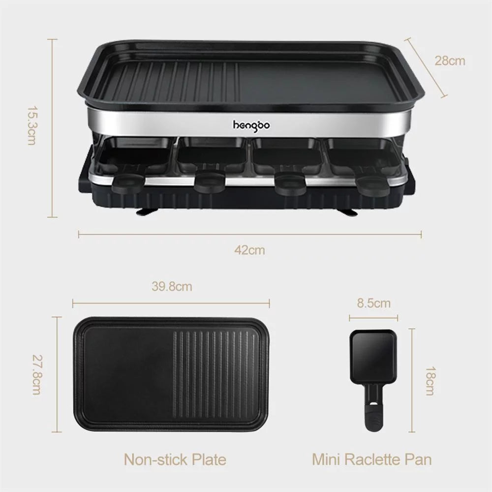 2 in 1 Electric Raclette Grill Plate with 8 Mini Pans N222778