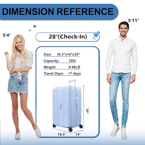 2 Piece Hardside Luggage Set with TSA Lock 20+28 Inch LightBlue B124593
