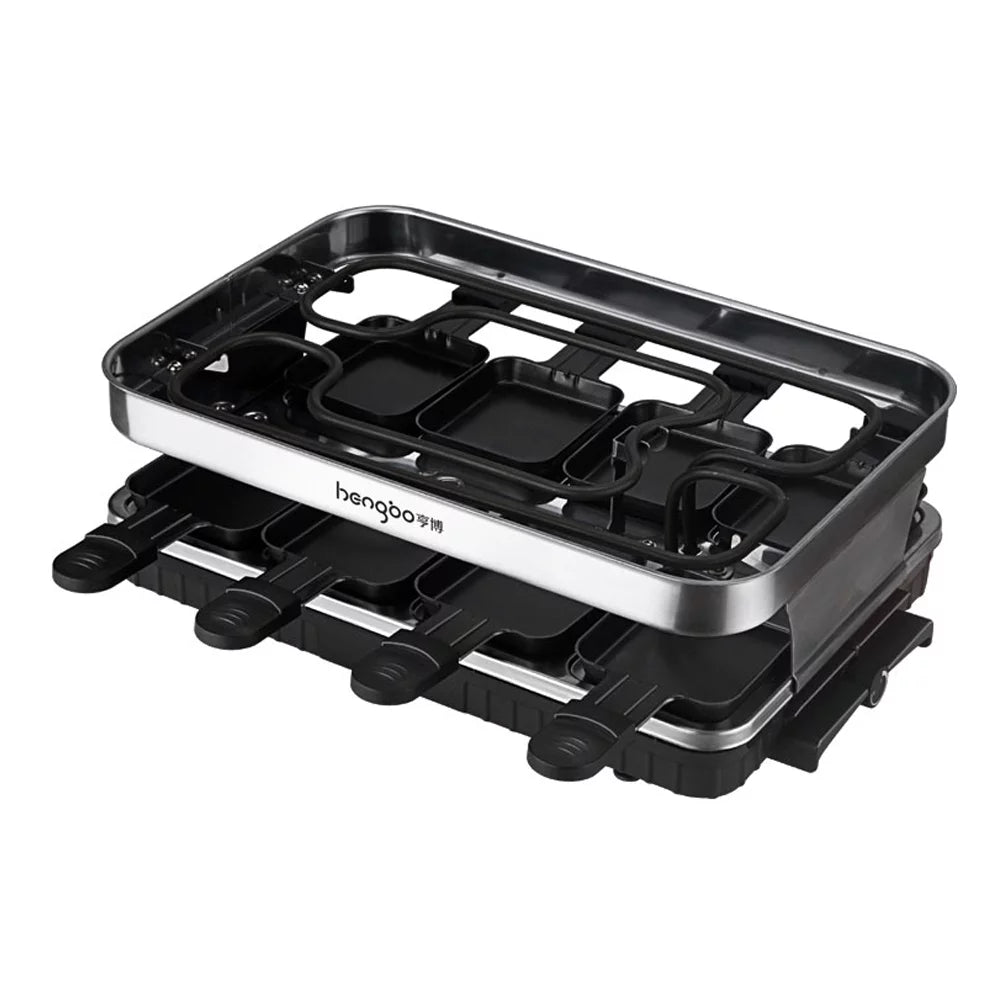 2 in 1 Electric Raclette Grill Plate with 8 Mini Pans N222778
