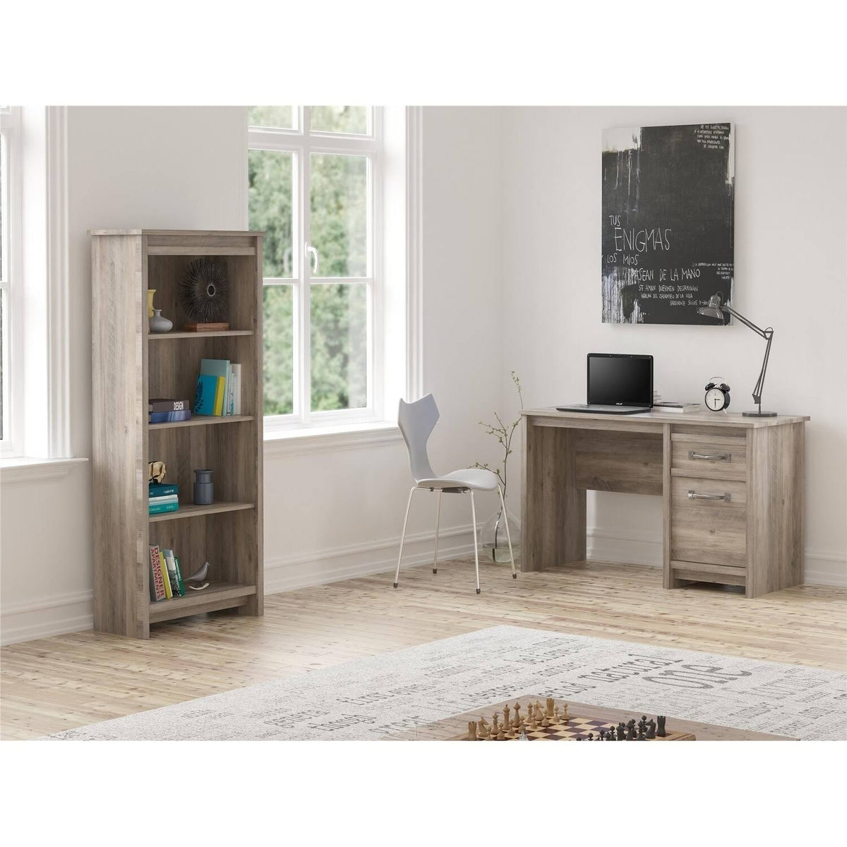Ivory Oak 4 Shelf Bookcase J7233