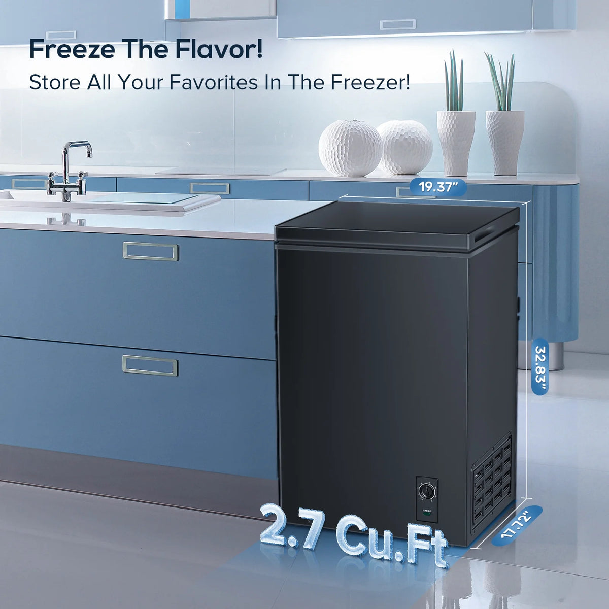 2.7 Cubic Feet Black Chest Freezer B576