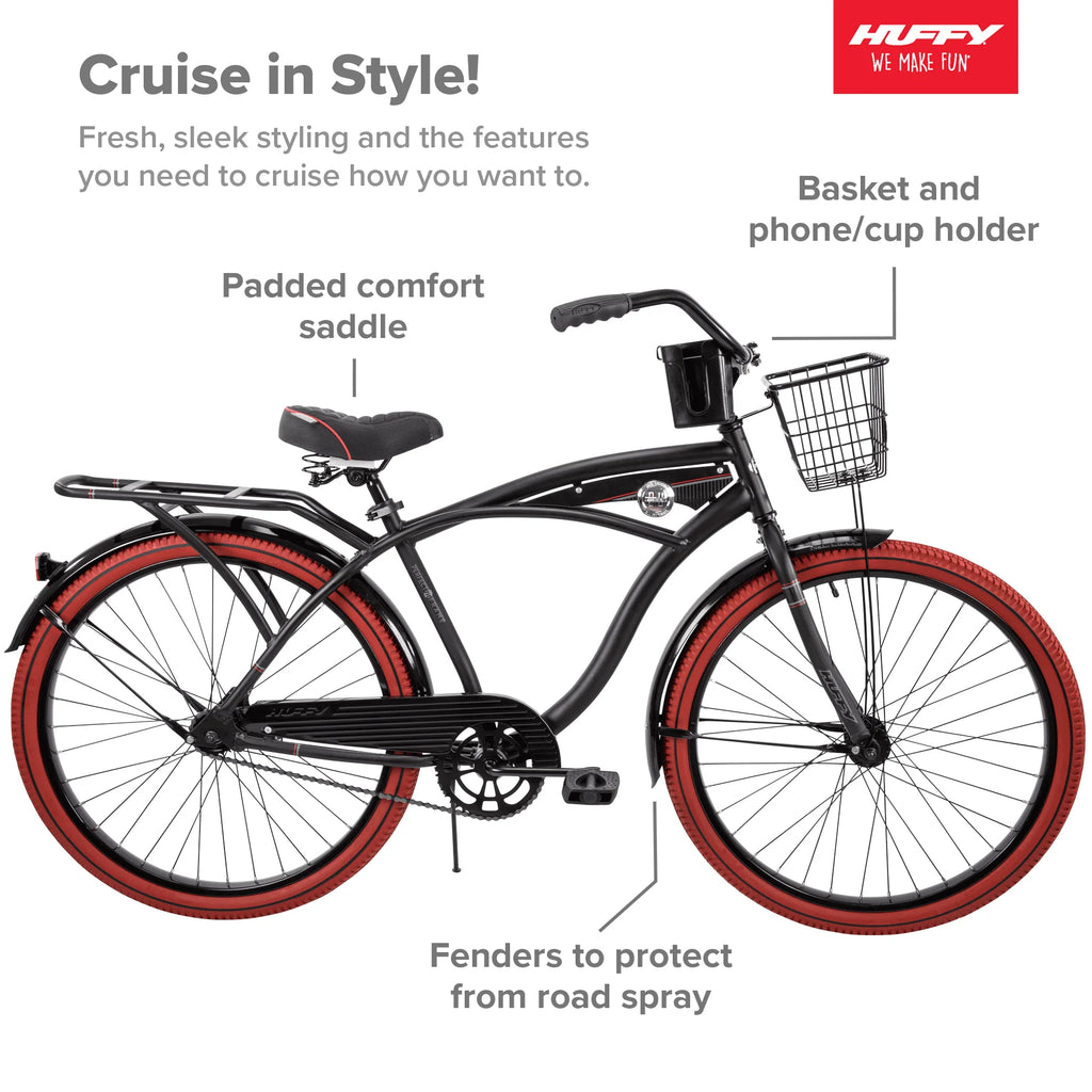 26 Inch Matte Black Cruiser Bike P85392