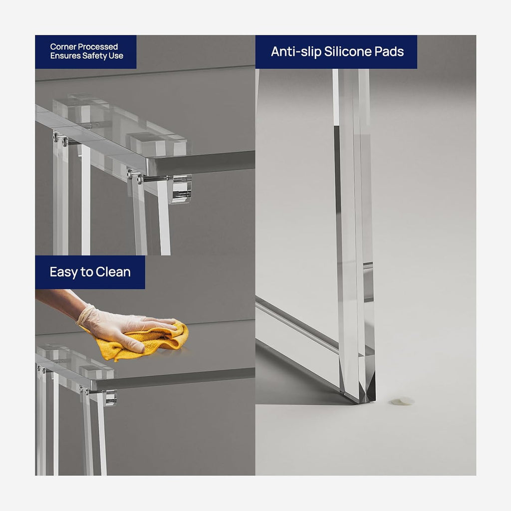 Clear Acrylic Desk 35.4 Inch with Trapezoid-shaped Legs L8781