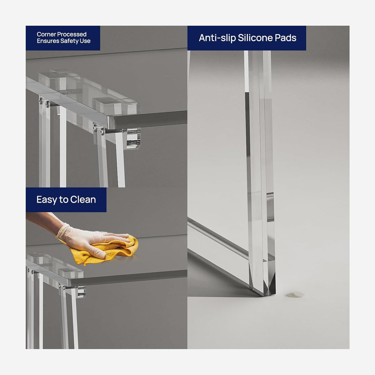 Clear Acrylic Desk 35.4 Inch with Trapezoid-shaped Legs L8781