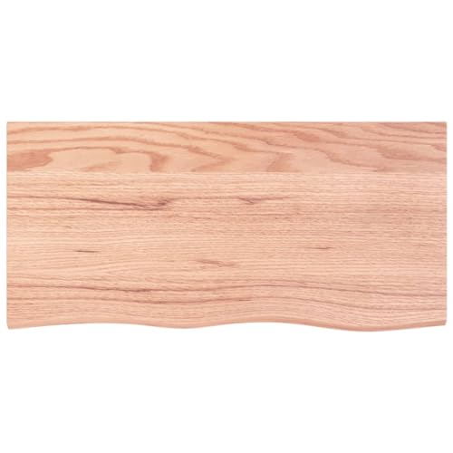 Solid Oak Wood Bathroom Countertop Light Brown Handmade Live Edge Vanity Top with Varnish Finish 15.7"x11.8"x(0.8"-1.6") W23025