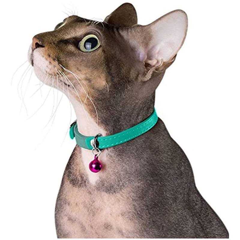 Leather Cat Collar with Bell F64640