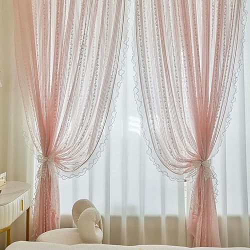 Sheer Pink Ruffle Curtains N85657