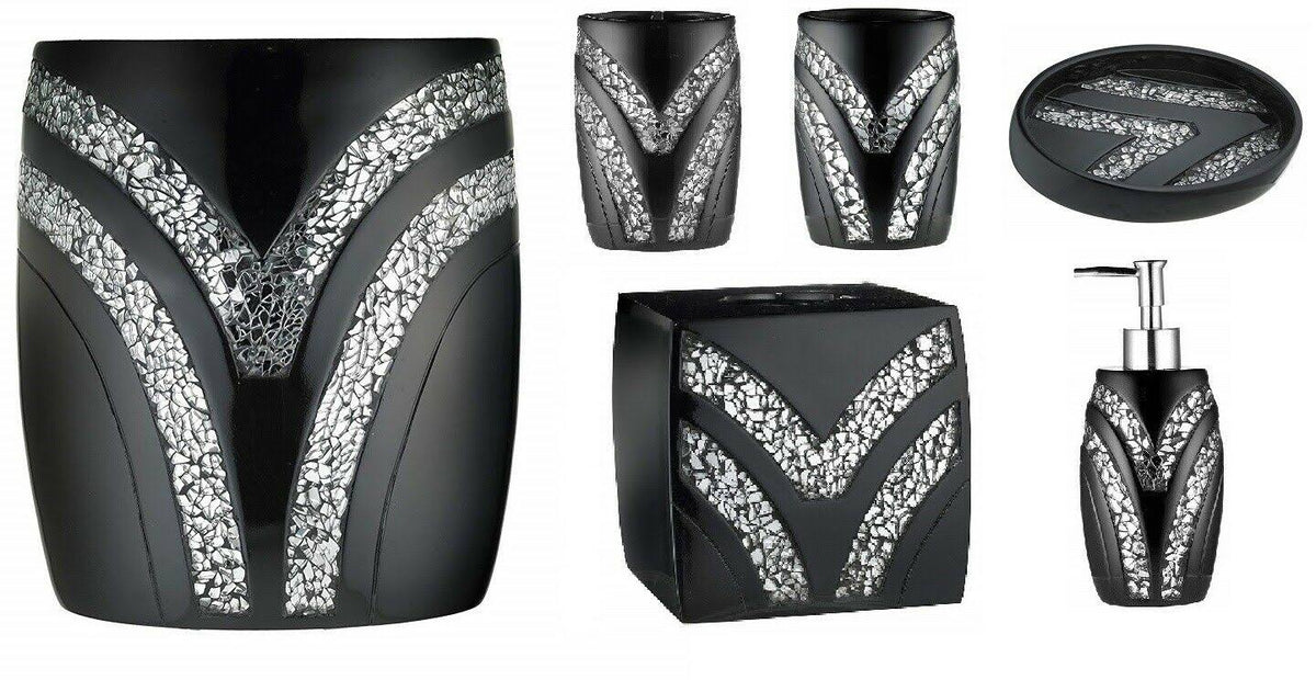 Black 6 Piece Bathroom Accessory Set O31588