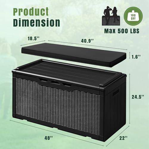 100 Gallon Resin Lockable Storage Box Black X112