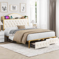 White Queen Size Storage Bed with 2 Drawers S452533