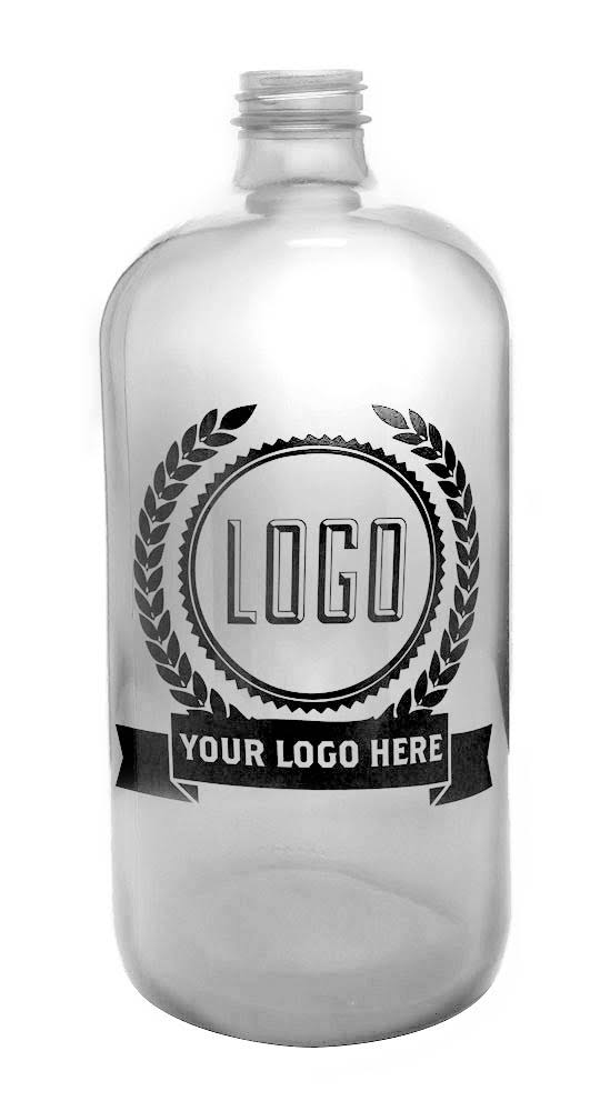 32 oz Clear Glass Boston Round Growler T18946