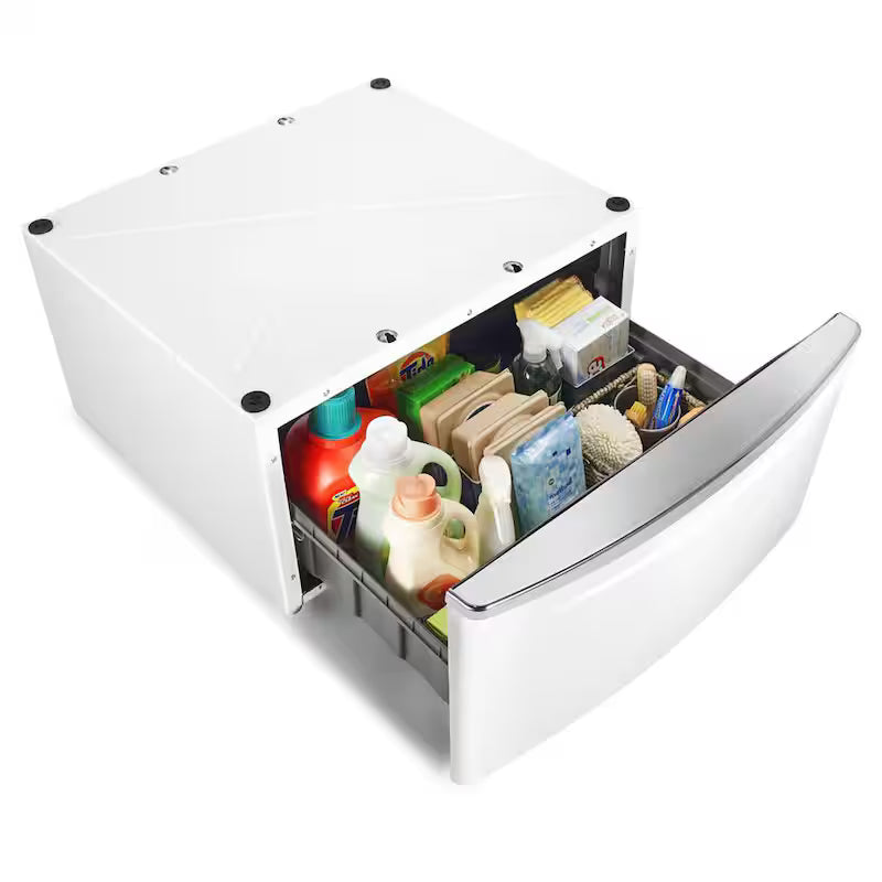 White Pedestal with Storage Q5642